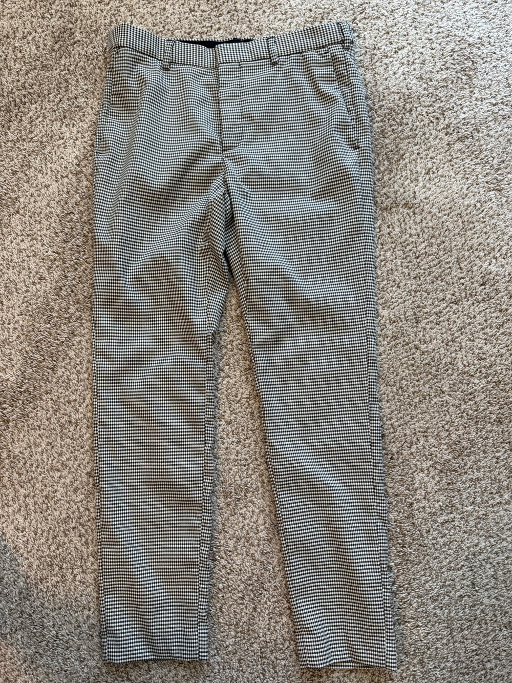 H&M Mens Skinny Fit Houndstooth Dress Pants 30x28 Black White Stretch Trousers